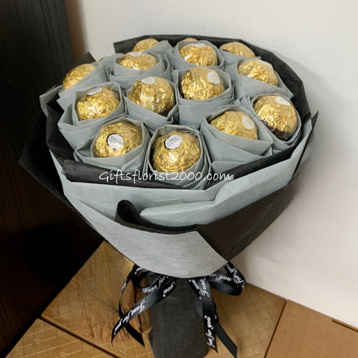 Classic Black & Silver-Chocolate Bouquet 14