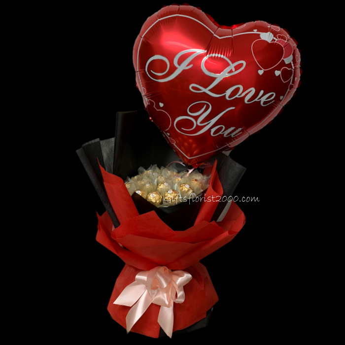 Balloon & Ferrero Rocher 20pc-Chocolate Bouquet 2