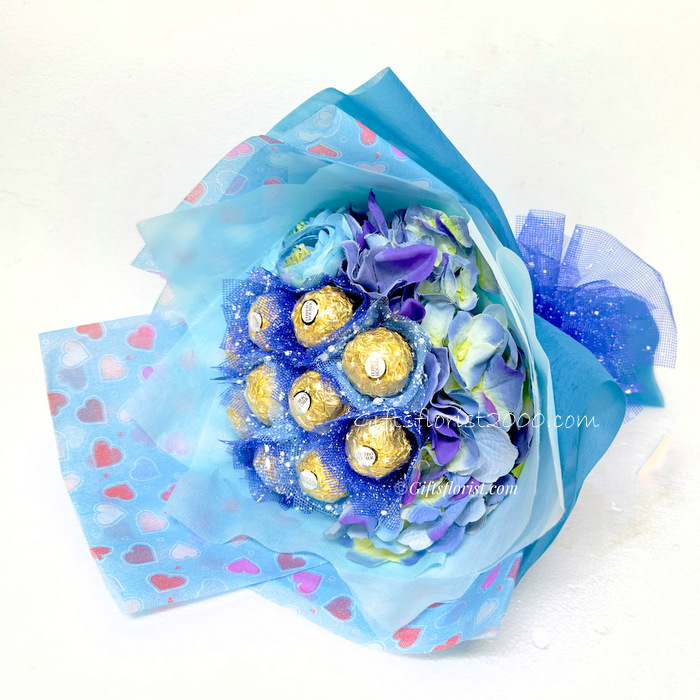 Charming Blue-Chocolate Bouquet 3