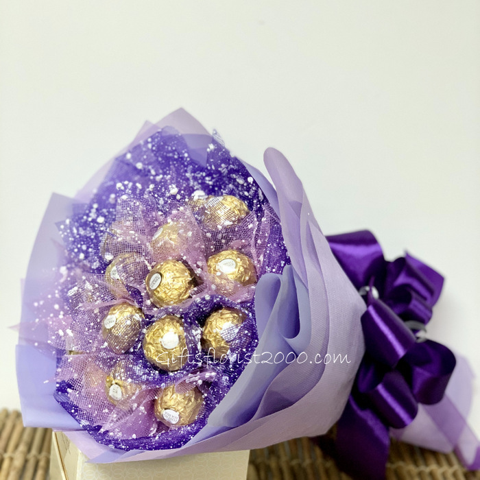 Elegant & Striking Purple-Chocolate Bouquet 8
