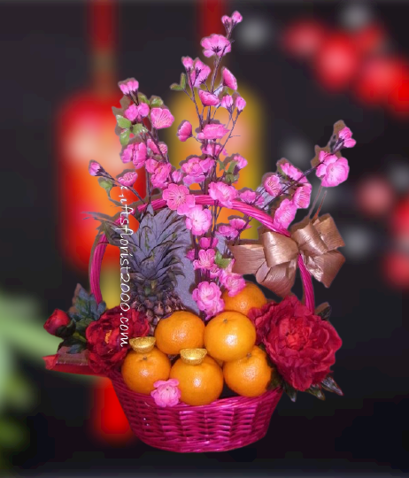 Cherry Blossom Silk Flowers & Orange-CNYF6