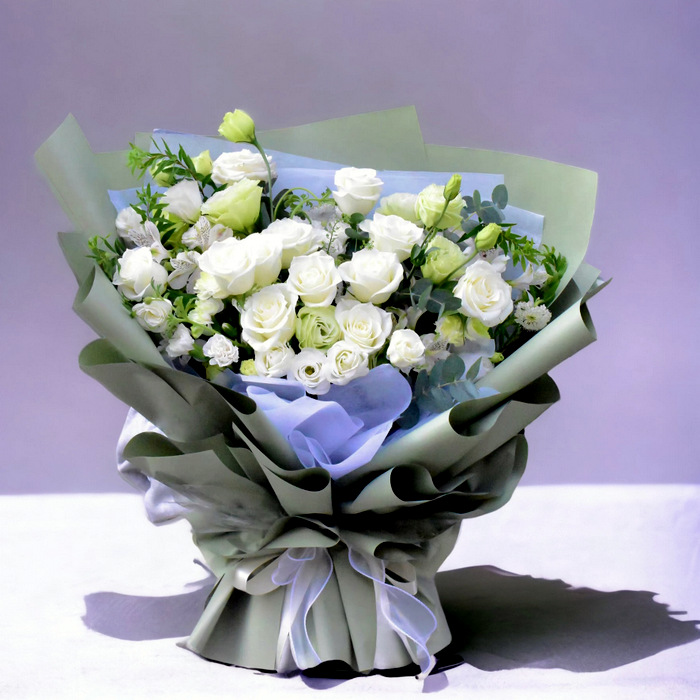 Funeral Flowers A24-Elegant White Bouquet