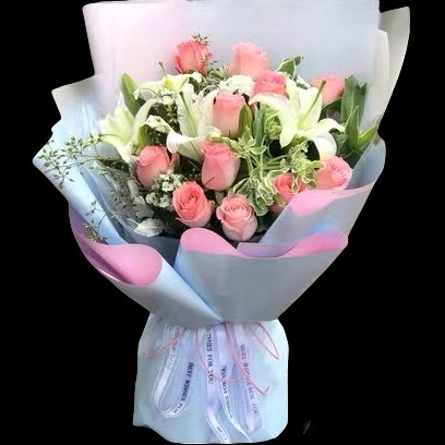 White Lily & Roses Bouquet-LB3