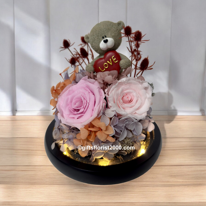 2024PR5-Gifts For Love Preserved Roses Glass Dome