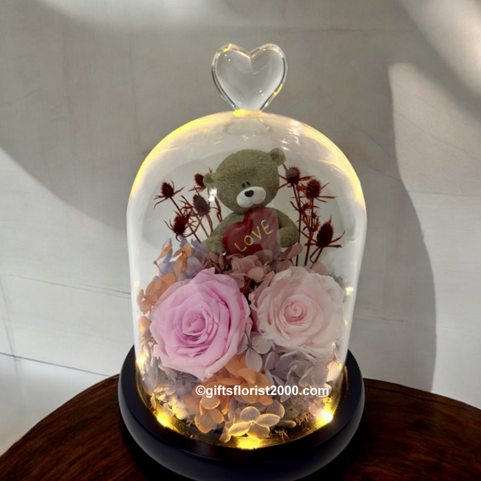 2024PR5-Gifts For Love Preserved Roses Glass Dome