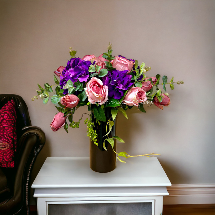 Roses & Hydrangea-Silk Flowers Arrangement 10