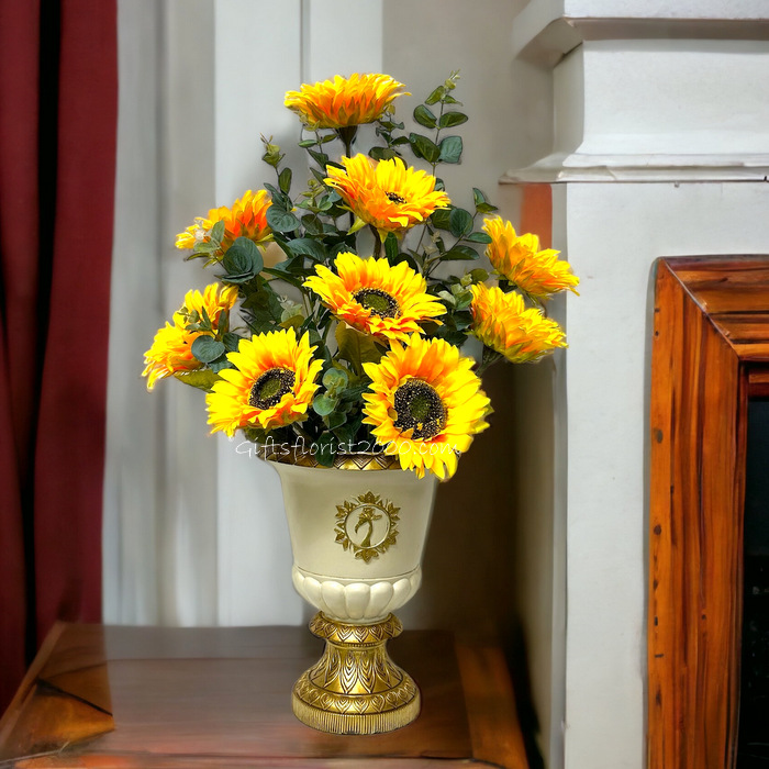 Cheerful Sunflowers-Silk Flowers Arrangement 18