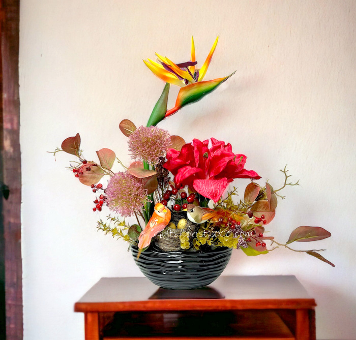 Bird Of Paradise & Amaryllis-Silk Flowers Arrangement 20