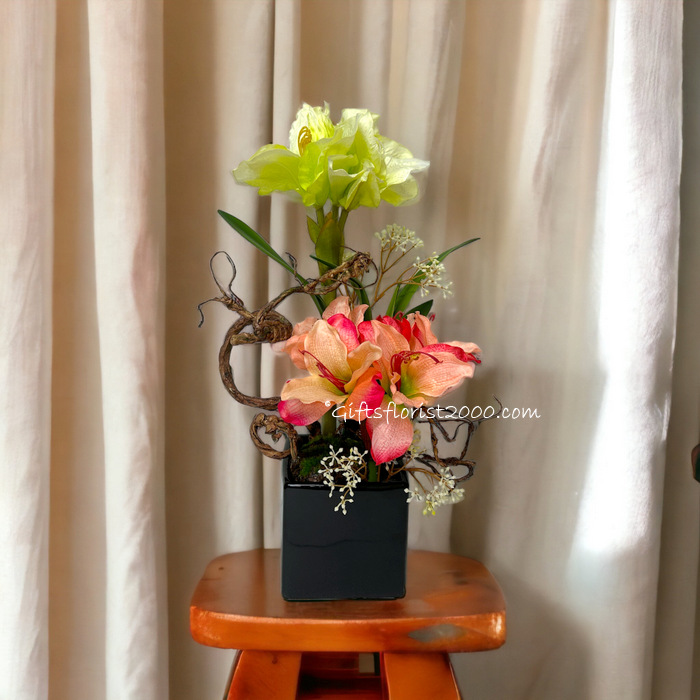 Amaryllis Classic Pot-Silk Flowers Arrangement 21