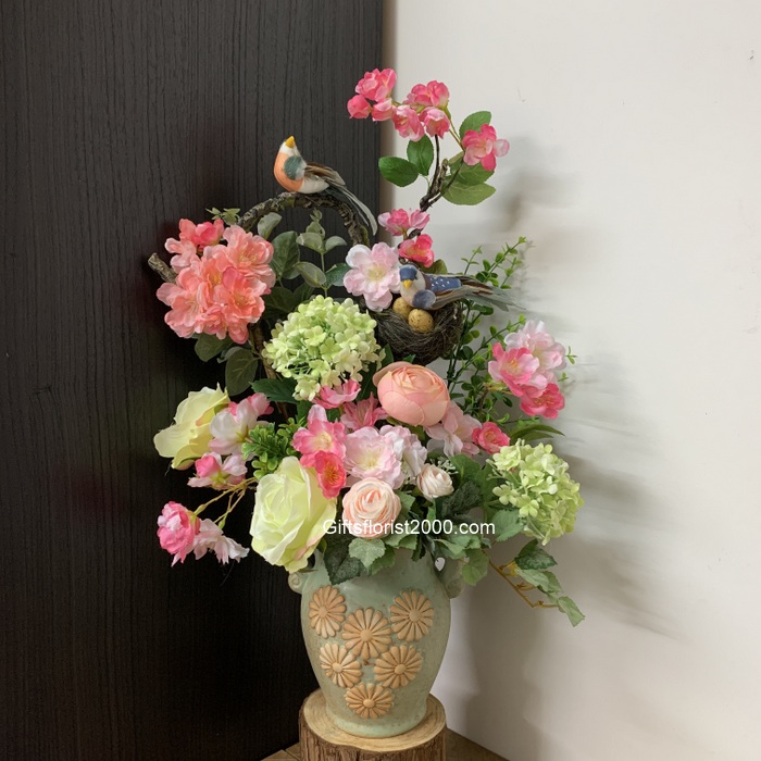 Best Wishes Peony-Silk Flowers Arrangement 24