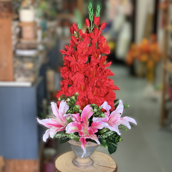 Gladiolus & Lily-Silk Flowers Arrangement 28