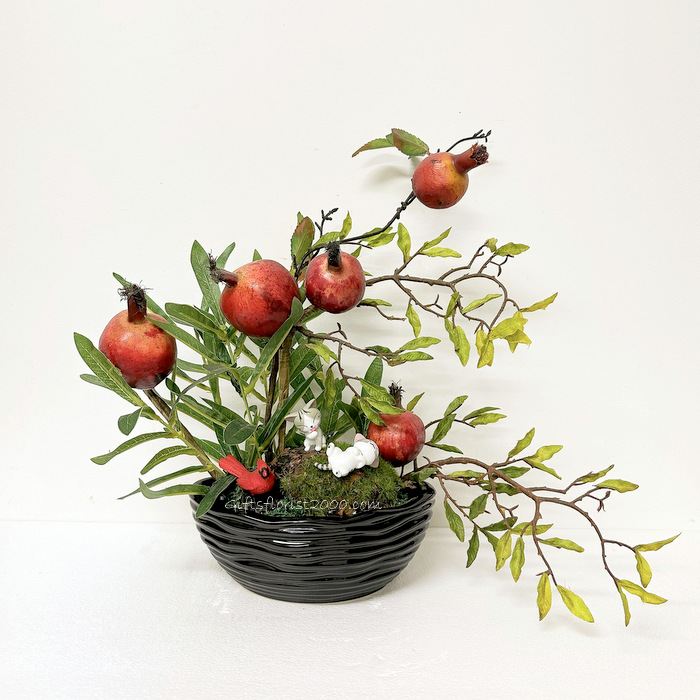 Kitty Pomegranate Garden-Silk Flowers Arrangement 31
