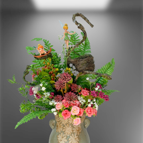 Charming & Sassy Tinker Bell-Silk Flowers Arrangement 37