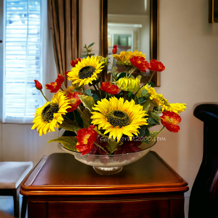 A Burst of Sunshine Centerpiece-Silk Flowers Arrangement 40