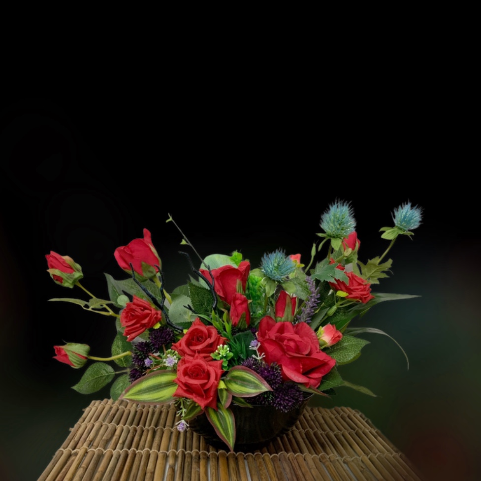 Artistic Red Roses-Silk Flowers Arrangement 48
