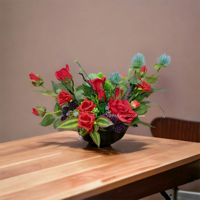Artistic Red Roses-Silk Flowers Arrangement 48