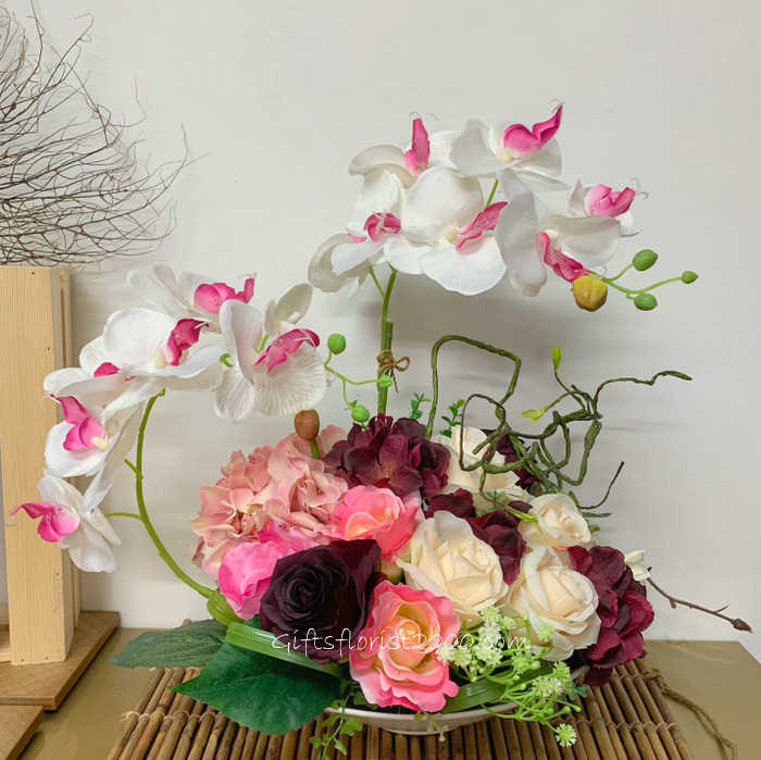 Champagne Roses & Orchid-Silk Flowers Arrangement 49