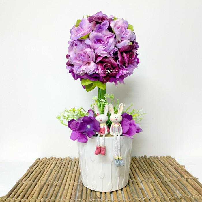 Roses Topiary-Silk Flowers Arrangement 55