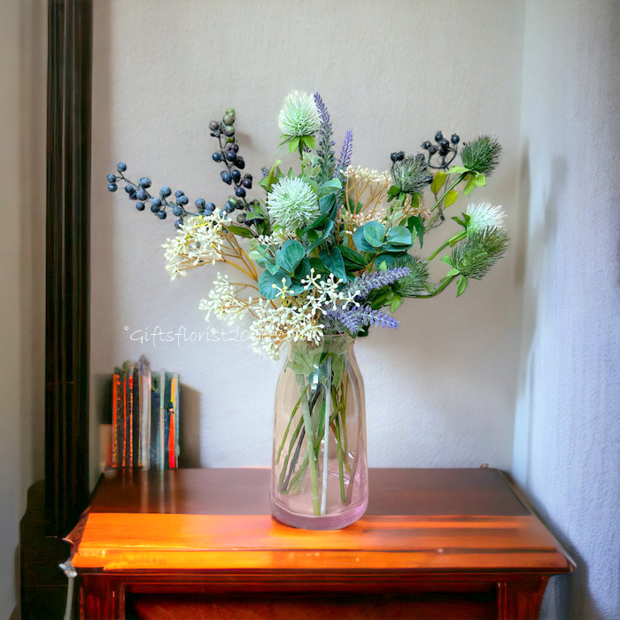 Blooms in Glass Wildflower Elegance-Silk Flowers Arrangement 55