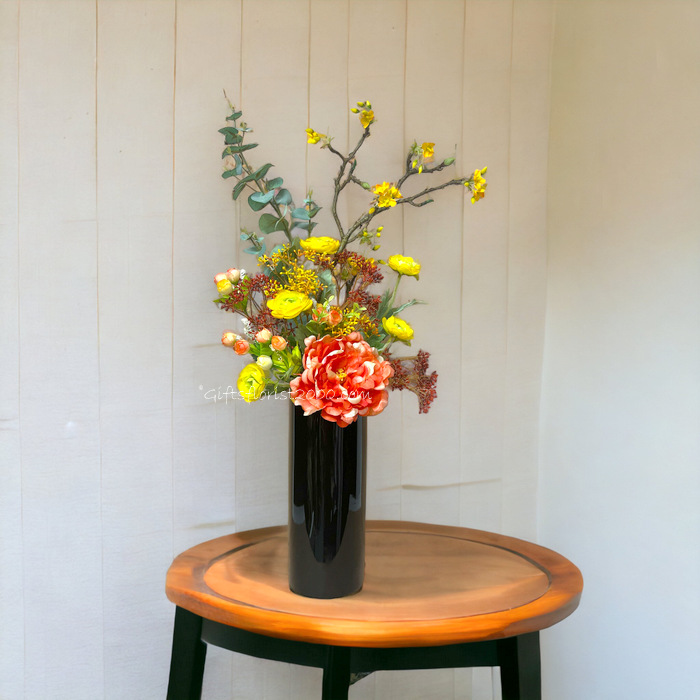 Peony Tall Vase-Silk Flowers Arrangement 56