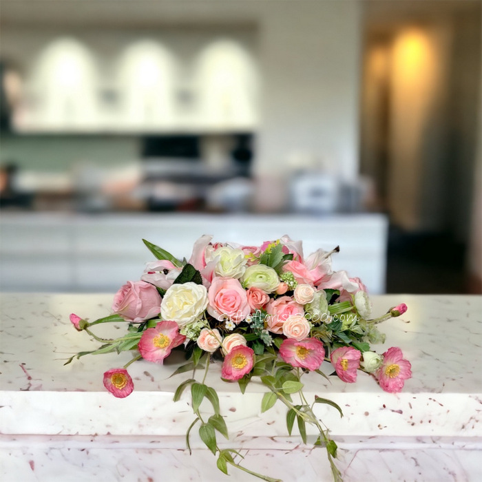 Centerpiece Lily & Roses-Silk Flowers Arrangement 58