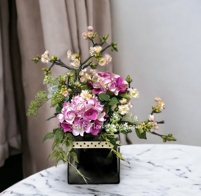 Cherry Blossom & Hydrangea-Silk Flowers Arrangement 5