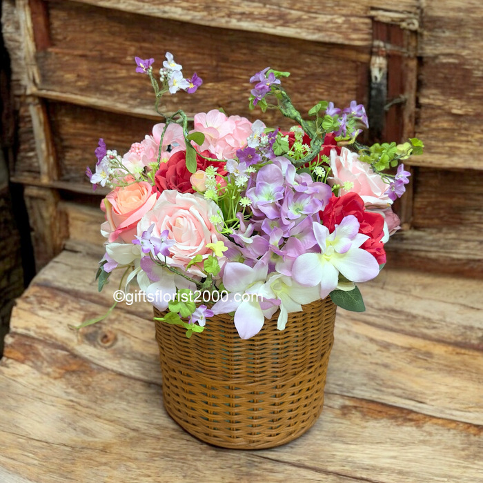 Centerpiece In Green-Silk Flowers Arrangement 6