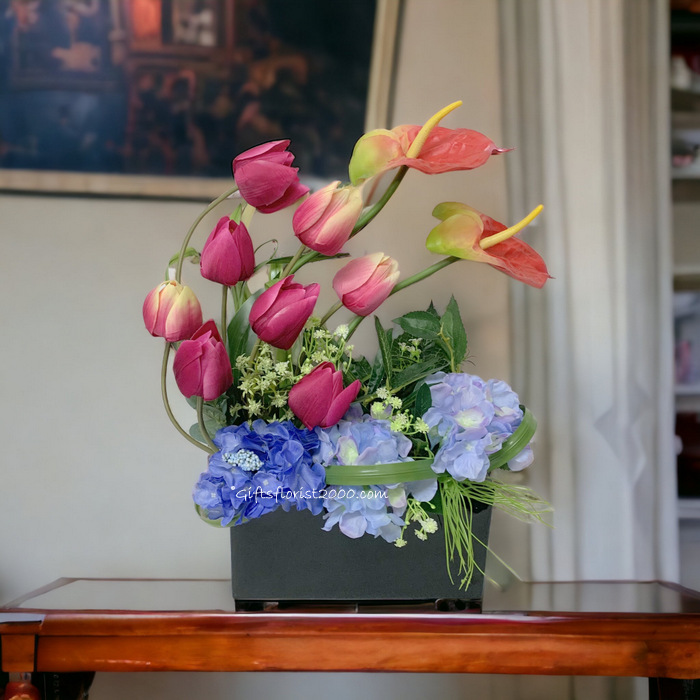 Anthurium & Tulips-Silk Flowers Arrangement 63
