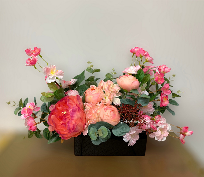 Cherry Blossom & Peony -Silk Flowers Arrangement 64