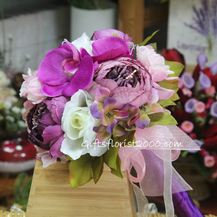Beautiful Colour Silk Flowers Bouquet-Peony 1