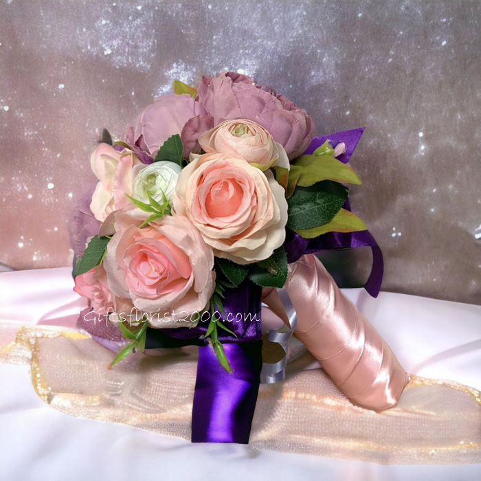 Pink Theme Silk Flowers Bouquet-Peony 4