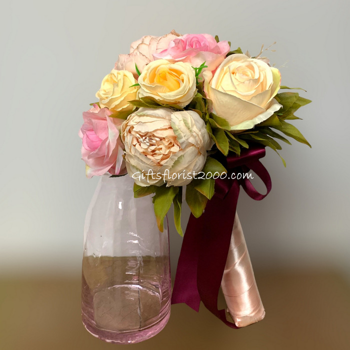 Champagne & Pink-Silk Flowers Peony 5