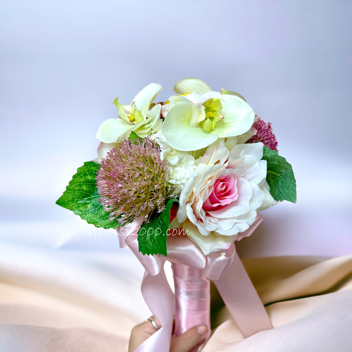 Orchid and Rose-Silk Roses Bouquet 1