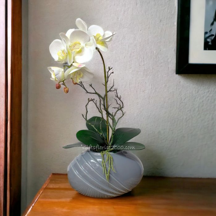 Classic White-Silk Orchid Arrangement 19