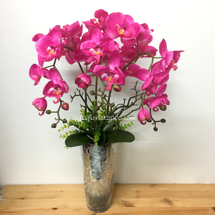 Phalaenopsis White Silk Flowers Artificial Arrangement Phalaenopsis Tall Vase Silk Orchid Arrangement 4