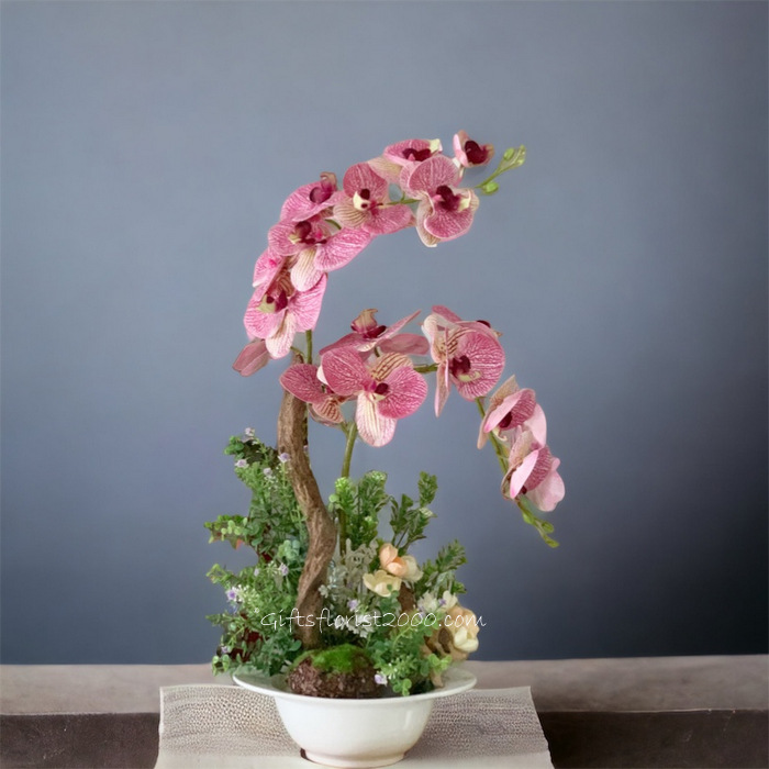 Double Pink-Silk Orchid Arrangement 4