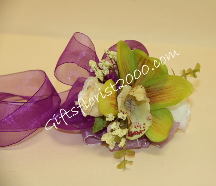 Silk Flowers Wristlet 5-Cymbidium Green