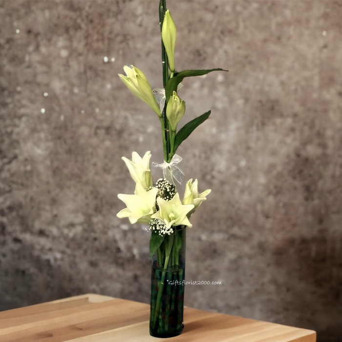 Longiflorum White Lily Tall Vase-VF2