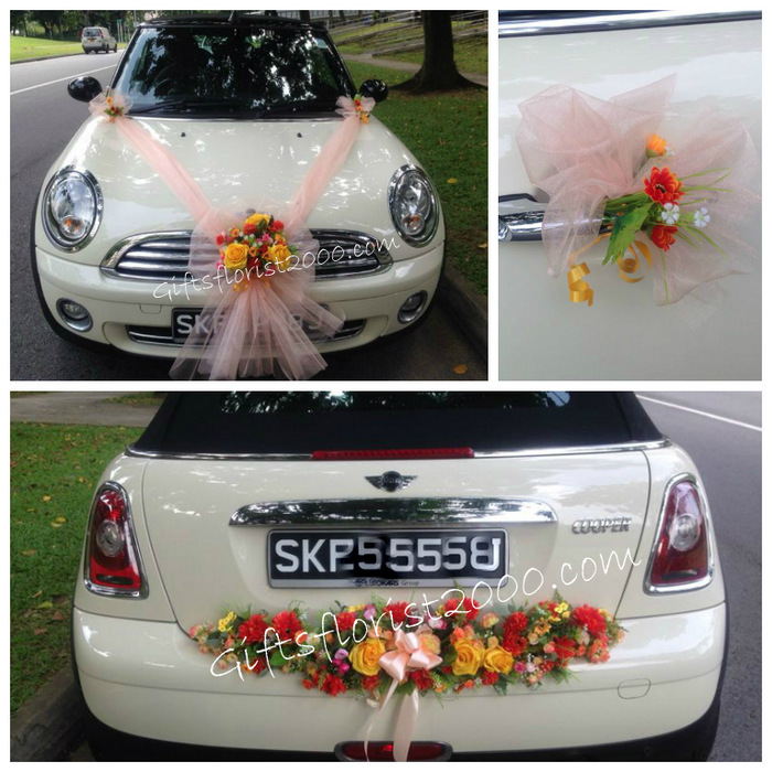 Bridal Car Decoration 12-Bright Artificial Flowers