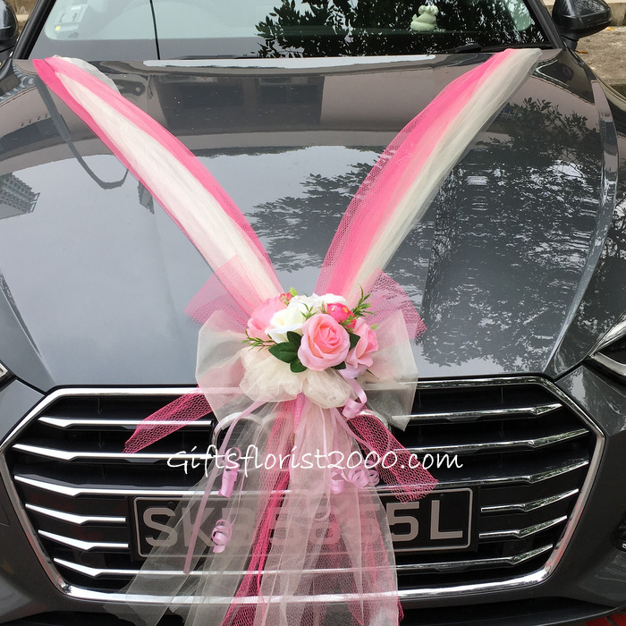 Bridal Car Decoration 14-Beautiful Pink & White