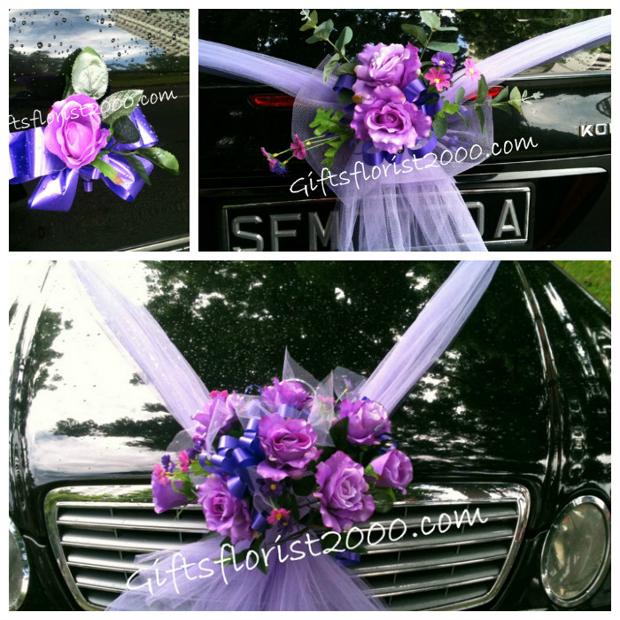 Bridal Car Decoration 17-Purple Artificial Roses