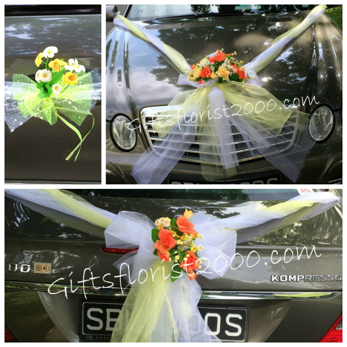 Bridal Car Decoration 23-Bright Orange Theme