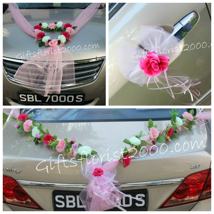 Bridal Car Decoration 6-A Beautiful Heart Silk Flowers